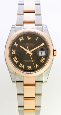 Rolex Datejust Mens 116201BKRO Rose Gold Case Swiss Watch