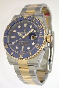 Mens Rolex Submariner 116613BLSO Yellow Gold Watch