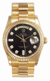 Rolex Day-Date 118209BKDP Black Dial Watch