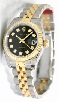 Black Rolex 179173BKDJ Womens Stainless Steel Watch