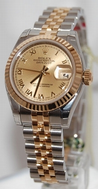 Rolex Womens 18k Gold Bezel Watch 179173CRJ