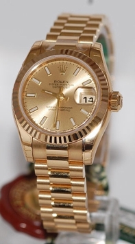 Rolex Lady Datejust 179178CSP Gold Dial Watch