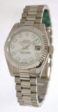 Rolex Womens 18k White Gold Watch 179179CDP