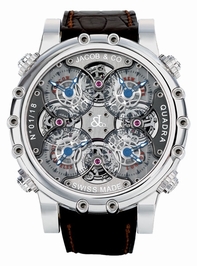 Transparent Sapphire Disk Revealing Skeletonized T Jacob & Co. NT1WG Mens 18k White Gold Watch