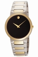 Black Movado 0606064 Mens Stainless Steel 18K Gold Plated Watch