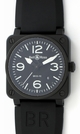 Bell Ross Mens Black Carbon Coating On Stainless Steel Watch BR03-92 CARBON