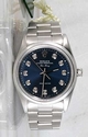 Rolex Airking 14000 Blue W/ Ten Round Diamonds  Dial Watch